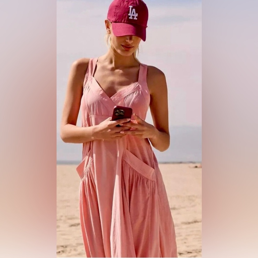 NWT Anthropologie - Daily Practice Island Pink Sleeveless Maxi Dress w/Pockets - Picture 3 of 7